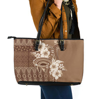 Tonga Ngatu Kupesi Brown Tapa Leather Tote Bag Koe Otua Mo Tonga Ko Hoku Tofia LT7 - Polynesian Pride