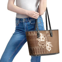 Tonga Ngatu Kupesi Brown Tapa Leather Tote Bag Koe Otua Mo Tonga Ko Hoku Tofia LT7 - Polynesian Pride