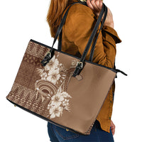 Tonga Ngatu Kupesi Brown Tapa Leather Tote Bag Koe Otua Mo Tonga Ko Hoku Tofia LT7 - Polynesian Pride