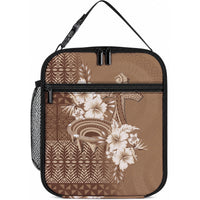 Tonga Ngatu Kupesi Brown Tapa Lunch Bag Koe Otua Mo Tonga Ko Hoku Tofia LT7 10.2 × 8.3 × 4.3 inch Mocha - Polynesian Pride