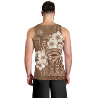 Tonga Ngatu Kupesi Brown Tapa Men Tank Top Koe Otua Mo Tonga Ko Hoku Tofia LT7 - Polynesian Pride