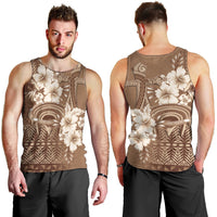 Tonga Ngatu Kupesi Brown Tapa Men Tank Top Koe Otua Mo Tonga Ko Hoku Tofia LT7 - Polynesian Pride
