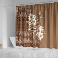 Tonga Ngatu Kupesi Brown Tapa Shower Curtain Koe Otua Mo Tonga Ko Hoku Tofia LT7 - Polynesian Pride