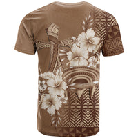 Tonga Ngatu Kupesi Brown Tapa T Shirt Koe Otua Mo Tonga Ko Hoku Tofia LT7 - Polynesian Pride