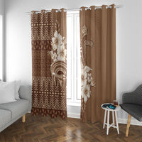 Tonga Ngatu Kupesi Brown Tapa Window Curtain Koe Otua Mo Tonga Ko Hoku Tofia LT7 With Grommets Mocha - Polynesian Pride