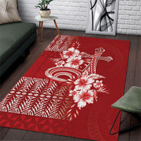 Tonga Ngatu Kupesi Royal Red Area Rug Koe Otua Mo Tonga Ko Hoku Tofia LT7 Red - Polynesian Pride