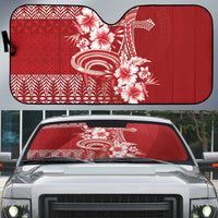Tonga Ngatu Kupesi Royal Red Auto Sun Shade Koe Otua Mo Tonga Ko Hoku Tofia LT7 Red - Polynesian Pride