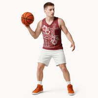 Tonga Ngatu Kupesi Royal Red Basketball Jersey Koe Otua Mo Tonga Ko Hoku Tofia LT7 - Polynesian Pride