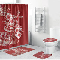 Tonga Ngatu Kupesi Royal Red Bathroom Set Koe Otua Mo Tonga Ko Hoku Tofia