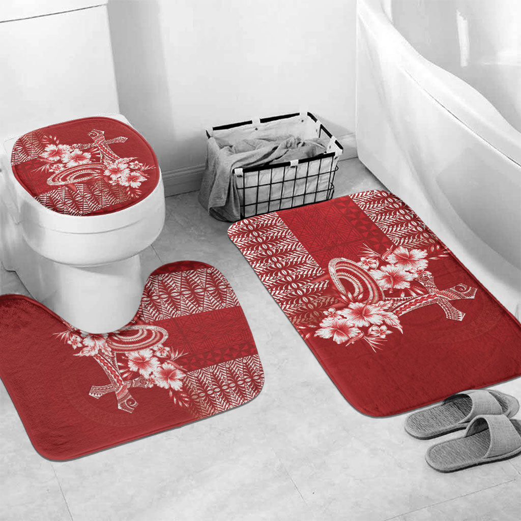 Tonga Ngatu Kupesi Royal Red Bathroom Set Koe Otua Mo Tonga Ko Hoku Tofia
