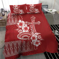 Tonga Ngatu Kupesi Royal Red Bedding Set Koe Otua Mo Tonga Ko Hoku Tofia LT7 - Polynesian Pride