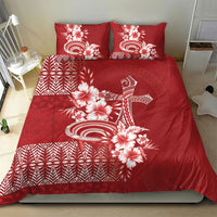 Tonga Ngatu Kupesi Royal Red Bedding Set Koe Otua Mo Tonga Ko Hoku Tofia LT7 - Polynesian Pride