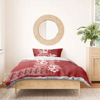 Tonga Ngatu Kupesi Royal Red Bedding Set Koe Otua Mo Tonga Ko Hoku Tofia LT7 - Polynesian Pride
