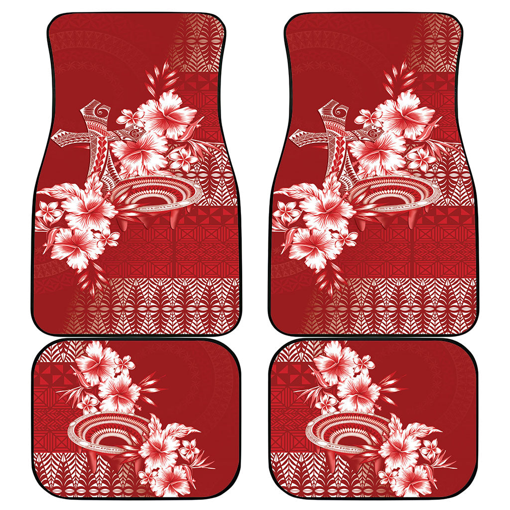Tonga Ngatu Kupesi Royal Red Car Mats Koe Otua Mo Tonga Ko Hoku Tofia LT7 - Polynesian Pride