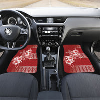 Tonga Ngatu Kupesi Royal Red Car Mats Koe Otua Mo Tonga Ko Hoku Tofia LT7 Set 2pcs - Front Red - Polynesian Pride