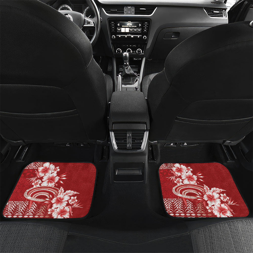 Tonga Ngatu Kupesi Royal Red Car Mats Koe Otua Mo Tonga Ko Hoku Tofia LT7 Set 2pcs - Back Red - Polynesian Pride