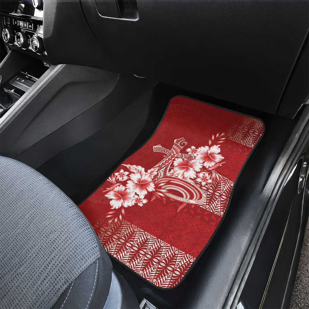 Tonga Ngatu Kupesi Royal Red Car Mats Koe Otua Mo Tonga Ko Hoku Tofia LT7 - Polynesian Pride