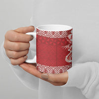Tonga Ngatu Kupesi Royal Red Ceramic Mug Koe Otua Mo Tonga Ko Hoku Tofia LT7 - Polynesian Pride