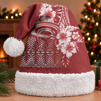 Tonga Ngatu Kupesi Royal Red Christmas Santa Hat Koe Otua Mo Tonga Ko Hoku Tofia LT7 With Fur Red - Polynesian Pride