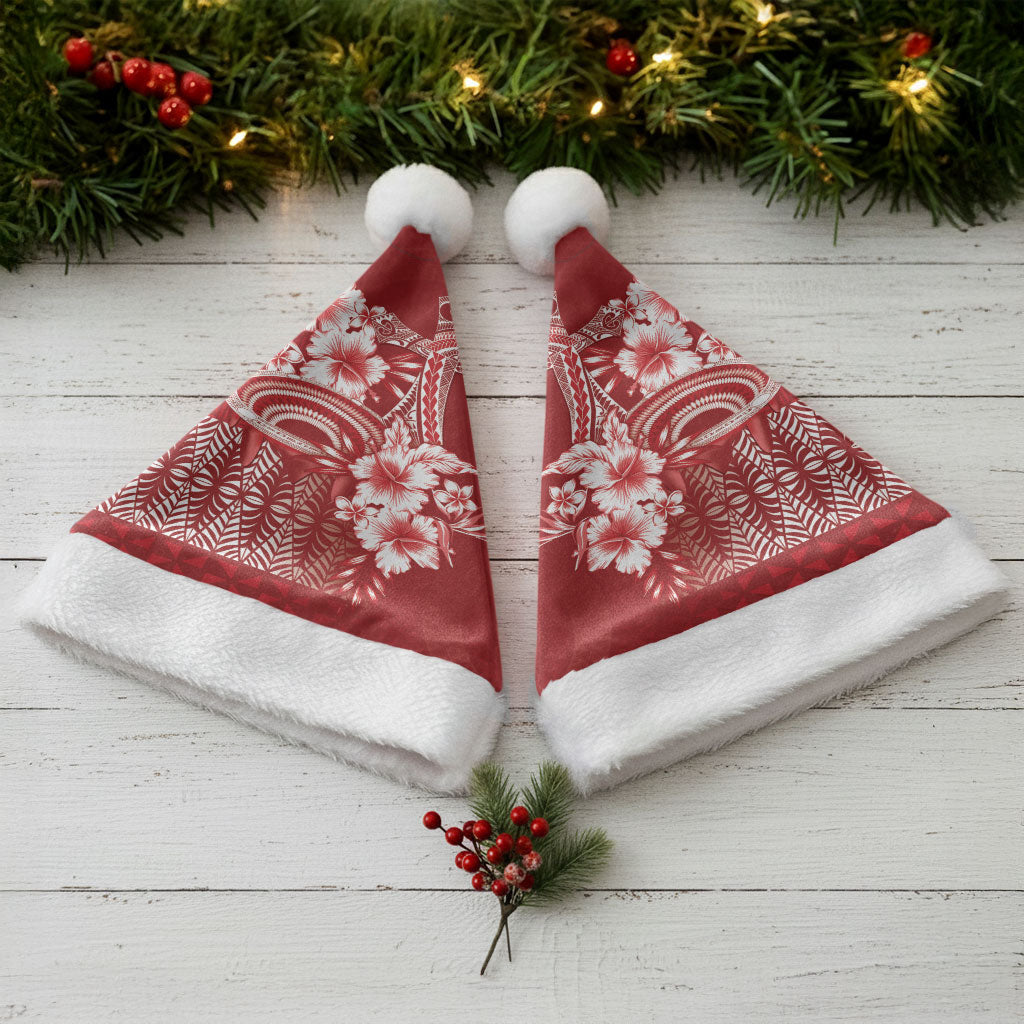Tonga Ngatu Kupesi Royal Red Christmas Santa Hat Koe Otua Mo Tonga Ko Hoku Tofia LT7 - Polynesian Pride