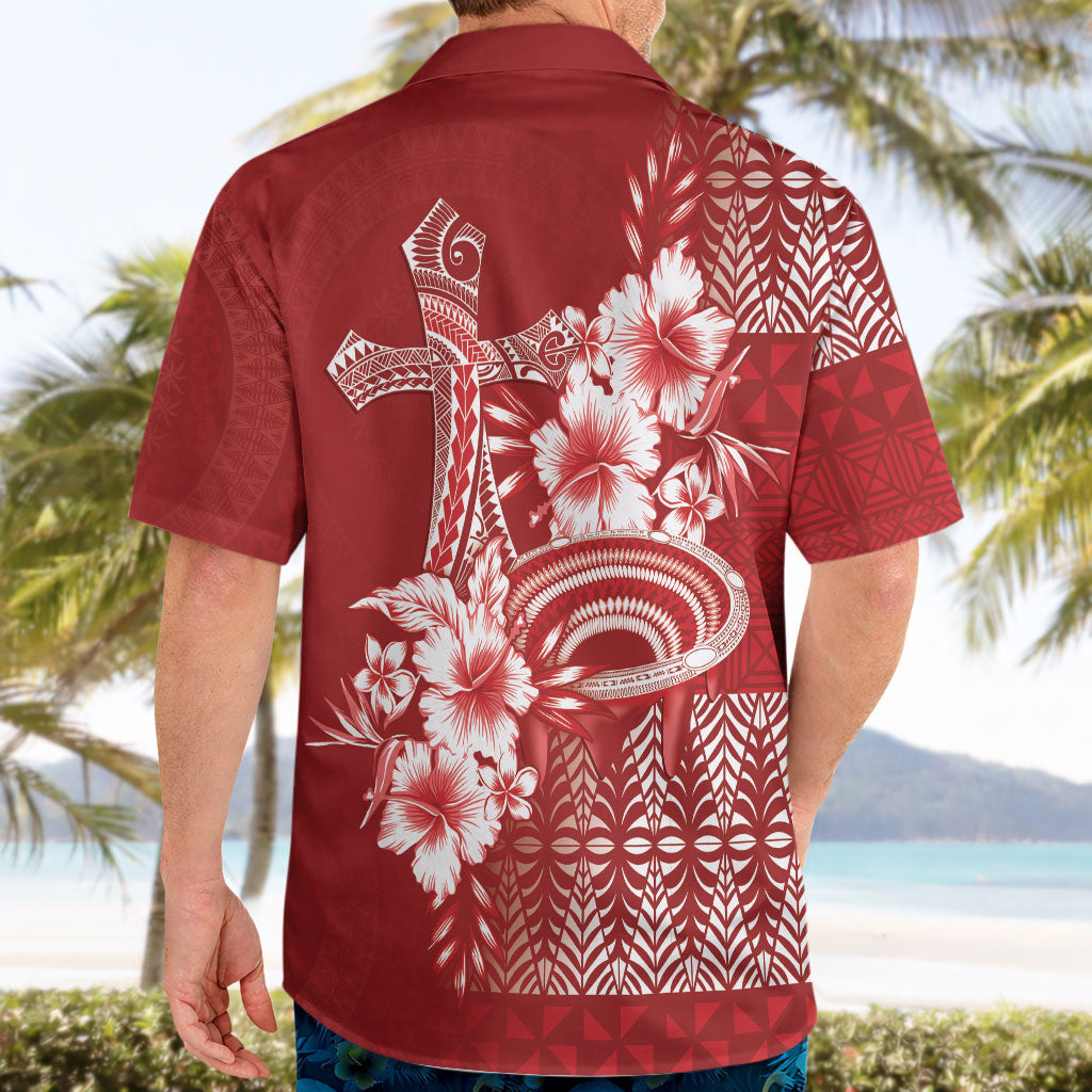Tonga Ngatu Kupesi Royal Red Hawaiian Shirt Koe Otua Mo Tonga Ko Hoku Tofia LT7 - Polynesian Pride