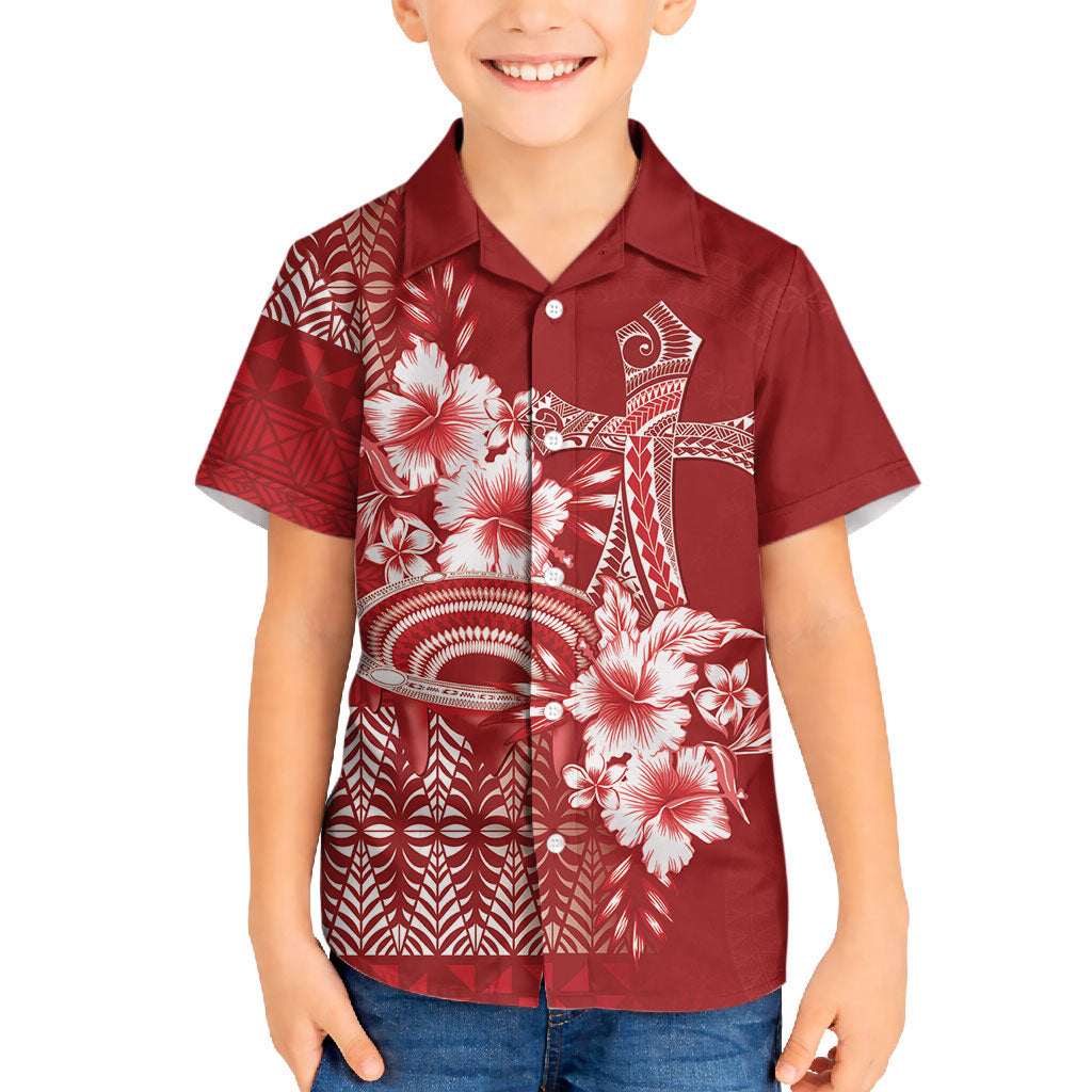 Tonga Ngatu Kupesi Royal Red Hawaiian Shirt Koe Otua Mo Tonga Ko Hoku Tofia LT7 - Polynesian Pride