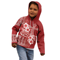 Tonga Ngatu Kupesi Royal Red Kid Hoodie Koe Otua Mo Tonga Ko Hoku Tofia LT7 - Polynesian Pride