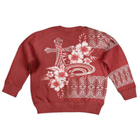 Tonga Ngatu Kupesi Royal Red Kid Ugly Christmas Sweater Koe Otua Mo Tonga Ko Hoku Tofia LT7 - Polynesian Pride