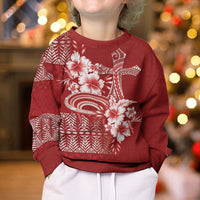 Tonga Ngatu Kupesi Royal Red Kid Ugly Christmas Sweater Koe Otua Mo Tonga Ko Hoku Tofia LT7 - Polynesian Pride