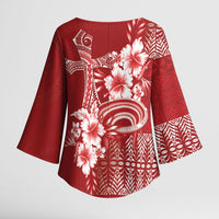 Tonga Ngatu Kupesi Royal Red Kimono Sleeve Blouse Koe Otua Mo Tonga Ko Hoku Tofia LT7 - Polynesian Pride