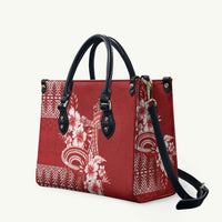 Tonga Ngatu Kupesi Royal Red Leather Bag Koe Otua Mo Tonga Ko Hoku Tofia LT7 Red - Polynesian Pride