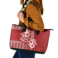 Tonga Ngatu Kupesi Royal Red Leather Tote Bag Koe Otua Mo Tonga Ko Hoku Tofia LT7 Red - Polynesian Pride