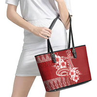 Tonga Ngatu Kupesi Royal Red Leather Tote Bag Koe Otua Mo Tonga Ko Hoku Tofia LT7 - Polynesian Pride