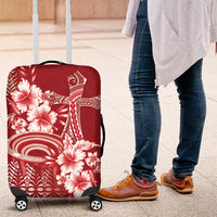 Tonga Ngatu Kupesi Royal Red Luggage Cover Koe Otua Mo Tonga Ko Hoku Tofia LT7 Red - Polynesian Pride