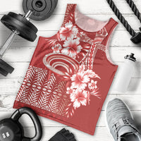 Tonga Ngatu Kupesi Royal Red Men Tank Top Koe Otua Mo Tonga Ko Hoku Tofia LT7 - Polynesian Pride