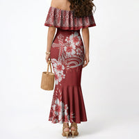 Tonga Ngatu Kupesi Royal Red Mermaid Dress Koe Otua Mo Tonga Ko Hoku Tofia LT7 - Polynesian Pride