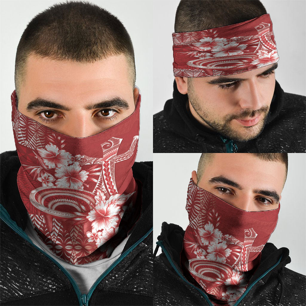 Tonga Ngatu Kupesi Royal Red Neck Gaiter Koe Otua Mo Tonga Ko Hoku Tofia LT7 - Polynesian Pride