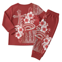 Tonga Ngatu Kupesi Royal Red Christmas Pajama Set Koe Otua Mo Tonga Ko Hoku Tofia LT7 - Polynesian Pride