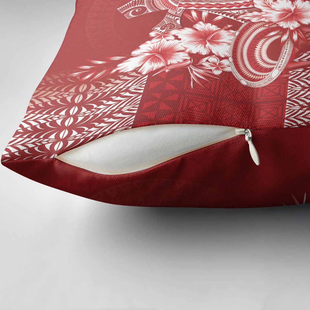 Tonga Ngatu Kupesi Royal Red Pillow Cover Koe Otua Mo Tonga Ko Hoku Tofia LT7 - Polynesian Pride