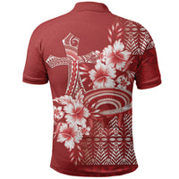 Tonga Ngatu Kupesi Royal Red Polo Shirt Koe Otua Mo Tonga Ko Hoku Tofia LT7 - Polynesian Pride