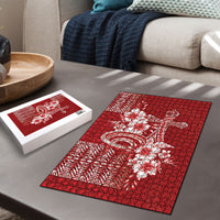 Tonga Ngatu Kupesi Royal Red Puzzle Koe Otua Mo Tonga Ko Hoku Tofia