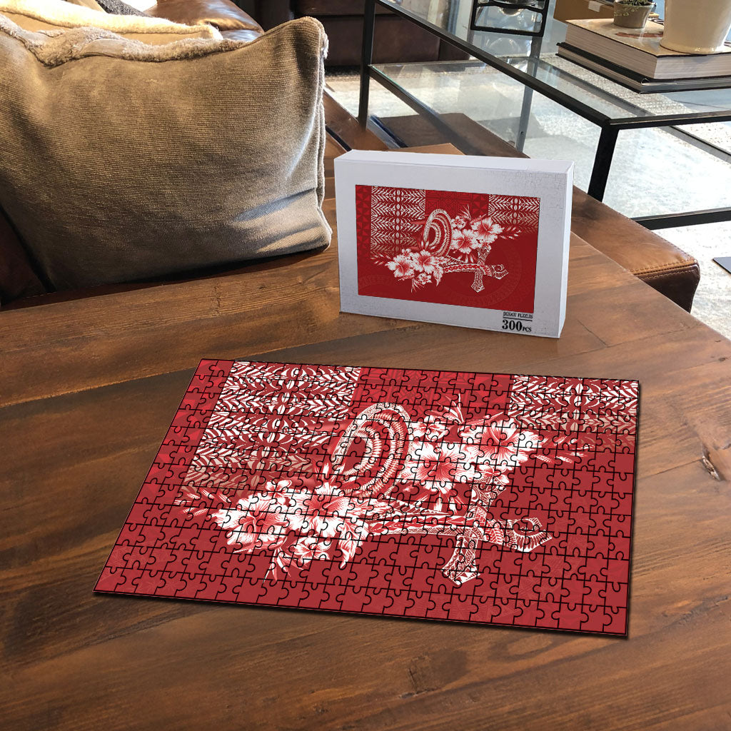 Tonga Ngatu Kupesi Royal Red Puzzle Koe Otua Mo Tonga Ko Hoku Tofia