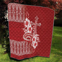 Tonga Ngatu Kupesi Royal Red Quilt Koe Otua Mo Tonga Ko Hoku Tofia LT7 - Polynesian Pride