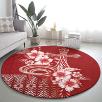 Tonga Ngatu Kupesi Royal Red Round Carpet Koe Otua Mo Tonga Ko Hoku Tofia