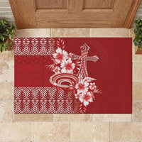 Tonga Ngatu Kupesi Royal Red Rubber Doormat Koe Otua Mo Tonga Ko Hoku Tofia LT7 Red - Polynesian Pride