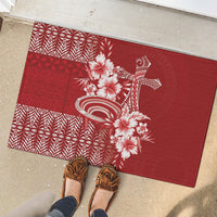 Tonga Ngatu Kupesi Royal Red Rubber Doormat Koe Otua Mo Tonga Ko Hoku Tofia LT7 - Polynesian Pride