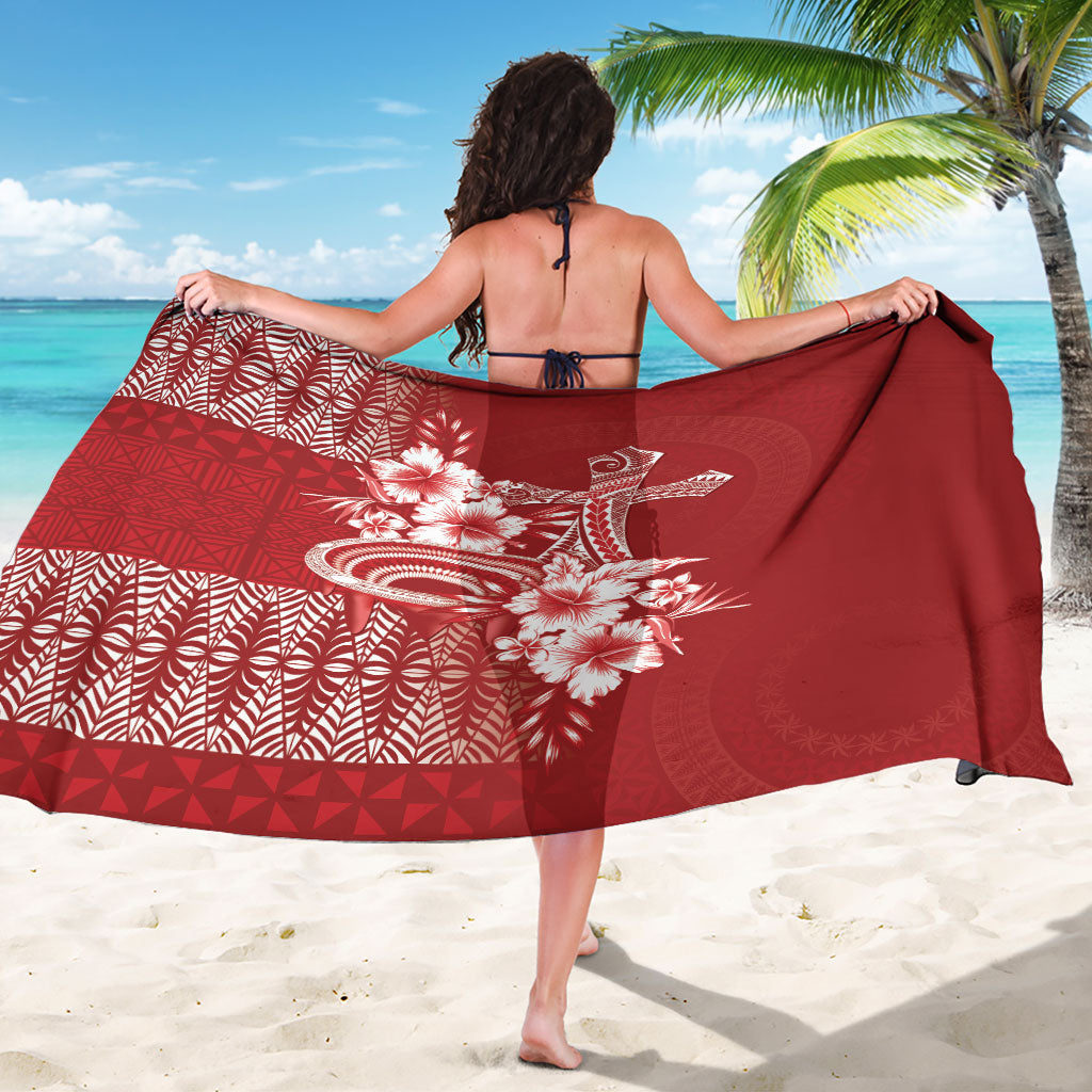 Tonga Ngatu Kupesi Royal Red Sarong Koe Otua Mo Tonga Ko Hoku Tofia LT7 - Polynesian Pride