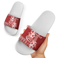 Tonga Ngatu Kupesi Royal Red Slide Sandals Koe Otua Mo Tonga Ko Hoku Tofia LT7 - Polynesian Pride