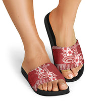 Tonga Ngatu Kupesi Royal Red Slide Sandals Koe Otua Mo Tonga Ko Hoku Tofia LT7 - Polynesian Pride