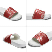 Tonga Ngatu Kupesi Royal Red Slide Sandals Koe Otua Mo Tonga Ko Hoku Tofia LT7 - Polynesian Pride